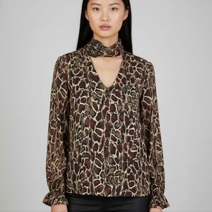 Zara Leopard Print Choker Blouse